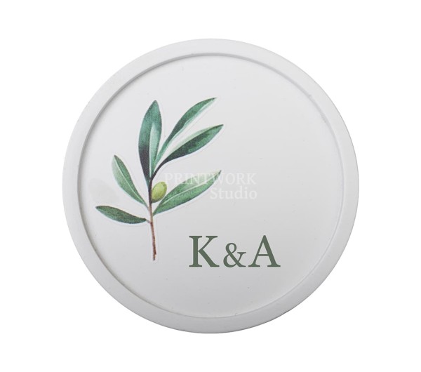 Κεραμικό Σουβέρ Φύλλο Ελίας με Αρχικά 11εκ.